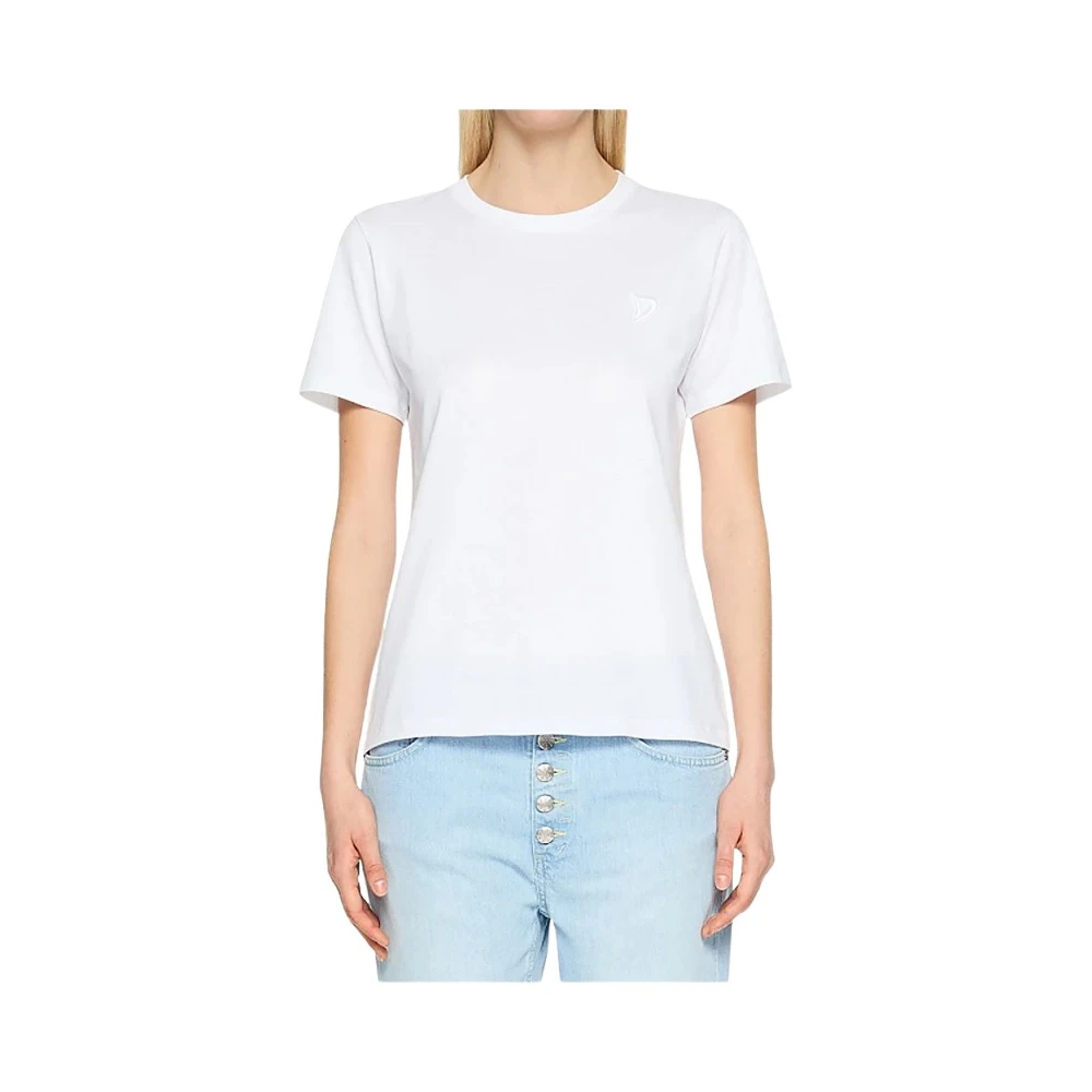 Dondup Witte Katoenen T-shirt met Geborduurd Logo White Dames