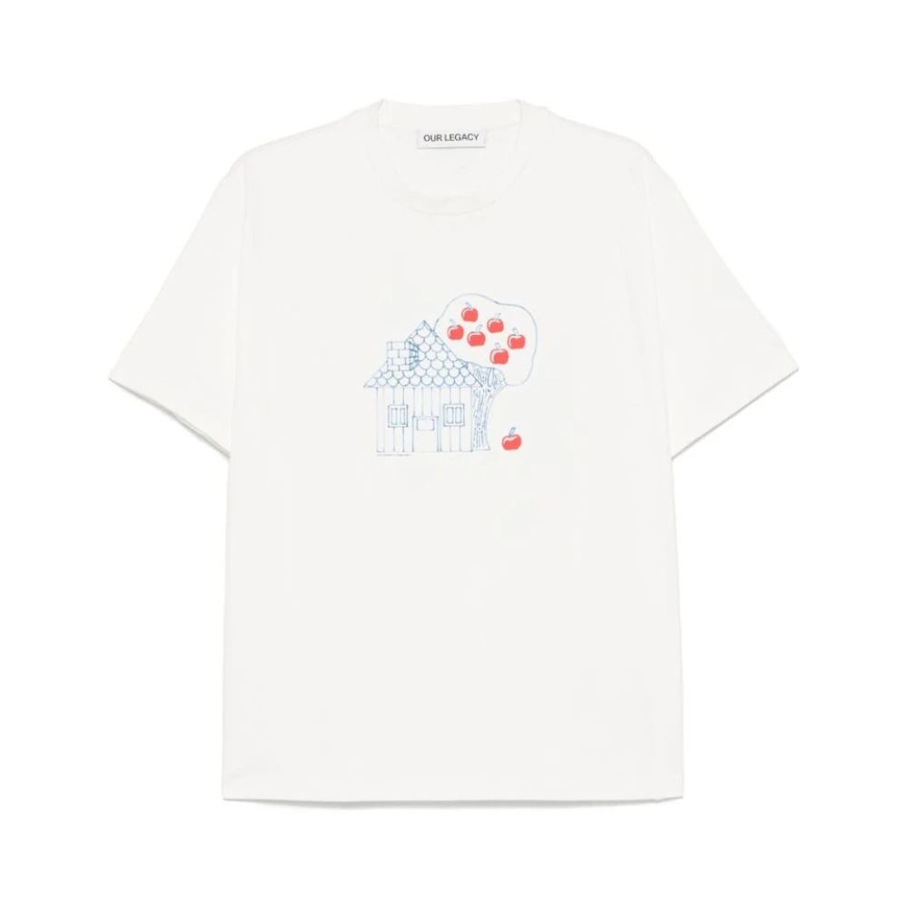 Our Legacy Wit Cartoon Print Crew Neck T-shirt White Heren