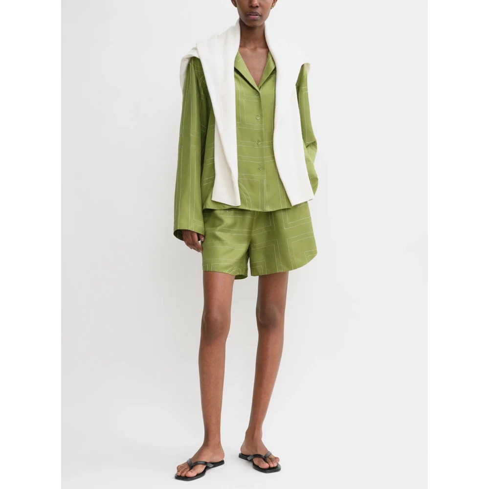 TotêMe Zijden Monogram PJ Top Green Dames