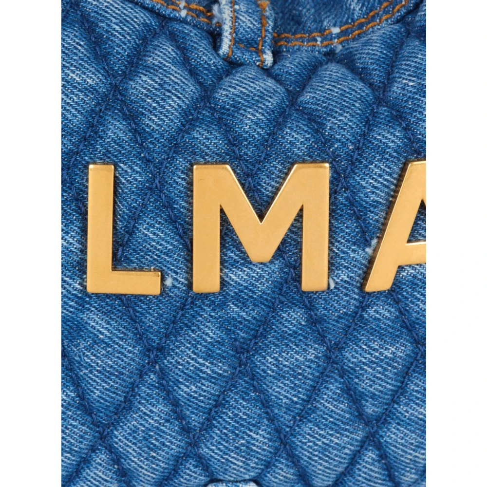 Balmain Soft Moon Denim Schoudertas Blue Dames