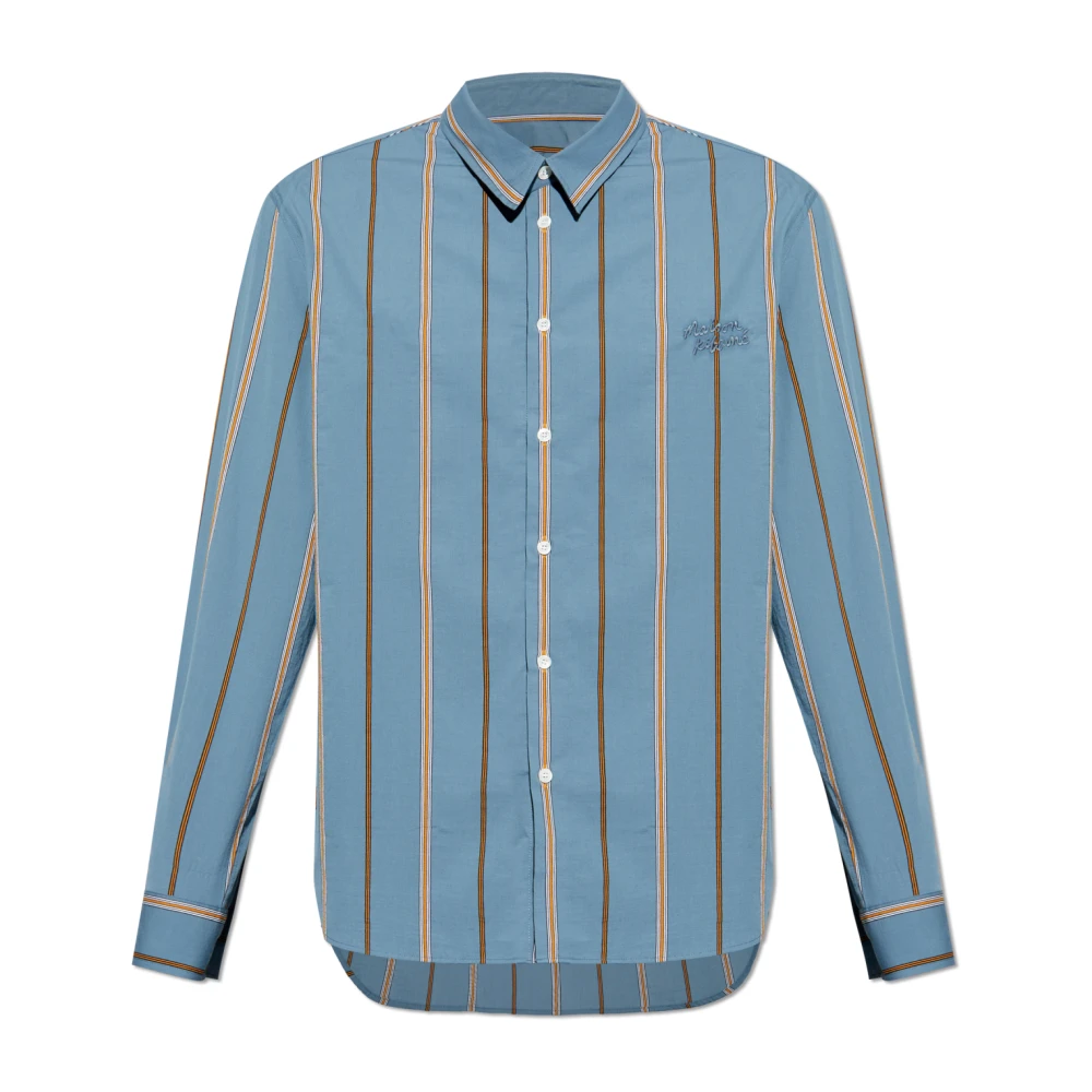 Maison Kitsuné Shirt met logo Blue Heren