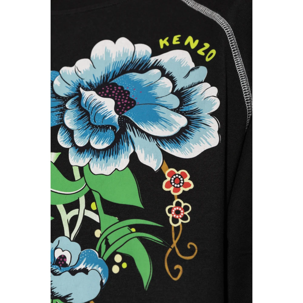 Kenzo T-shirt met bloemenmotief Black Dames