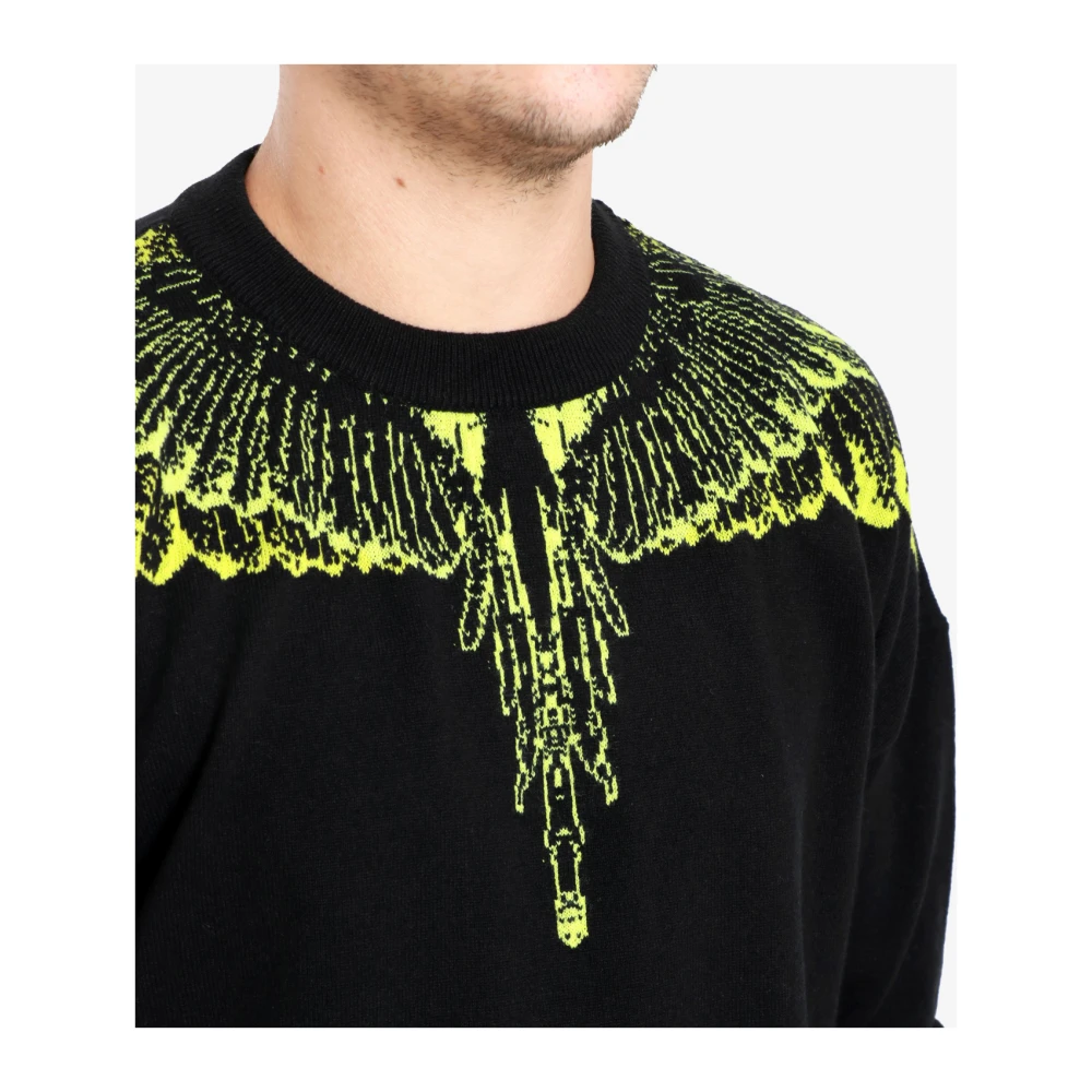 Marcelo Burlon Zwarte Sweaters met Vleugelprint Black Heren
