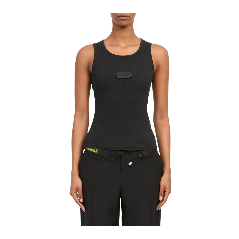 Mm6 Maison Margiela Donna Nero - Canotta A Costine In Jersey - Tops - S