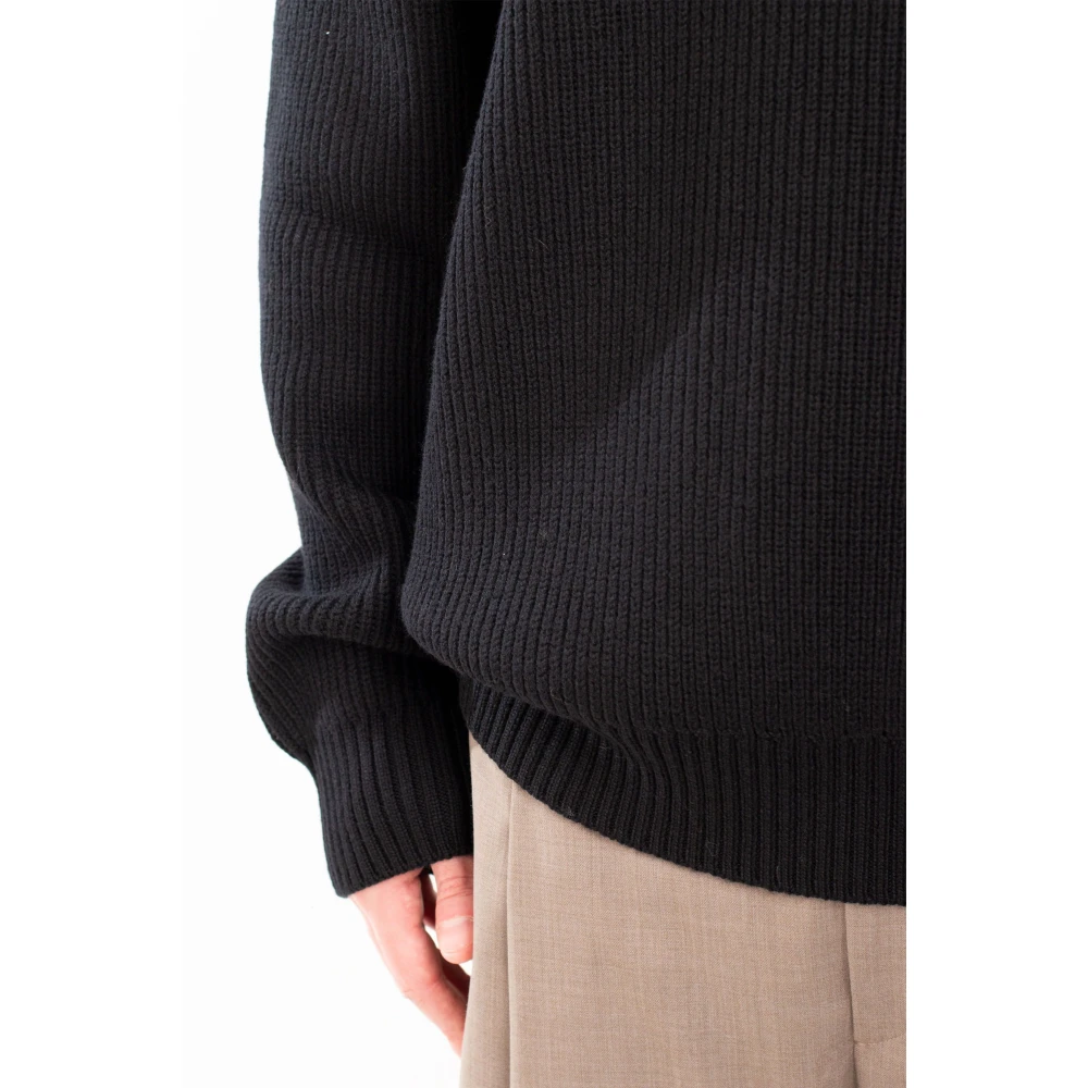Seven Gauge Geribbelde Merinos Crewneck Sweater Black Heren