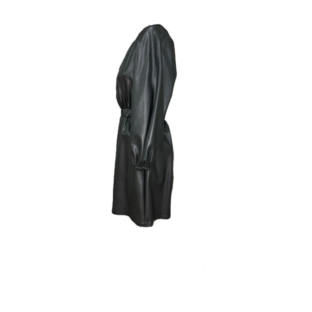 H2O Zwarte imitatieleren jurk met lange mouwen Black Dames