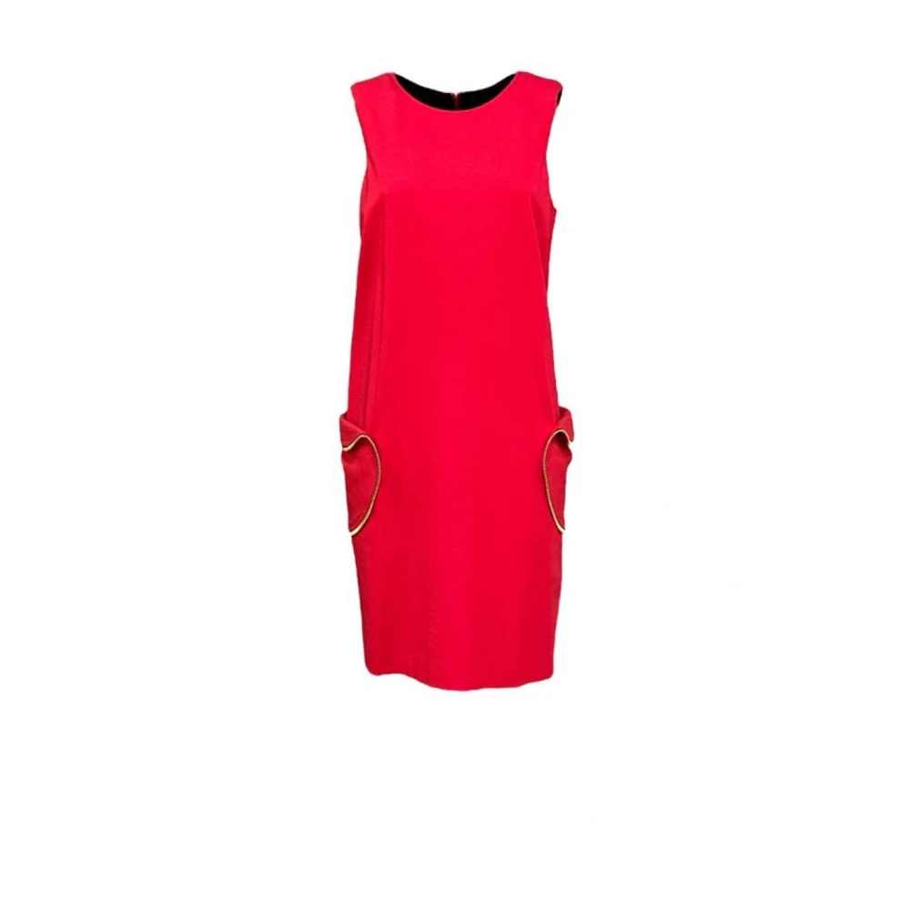 Cavalli Class Katoenen jurk met zijzakken Red Dames
