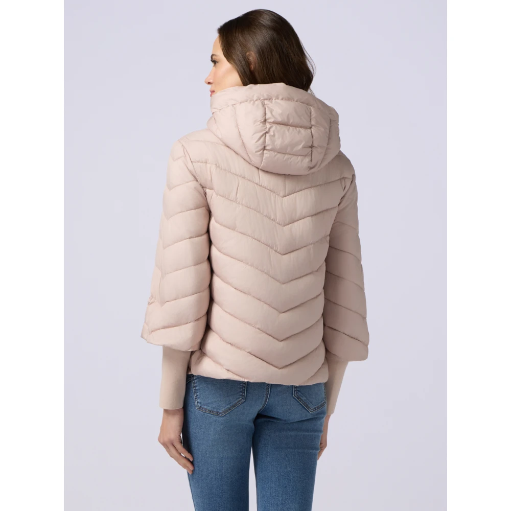 Oltre Lichtgewicht donsjack met capuchon en manchetten Pink Dames