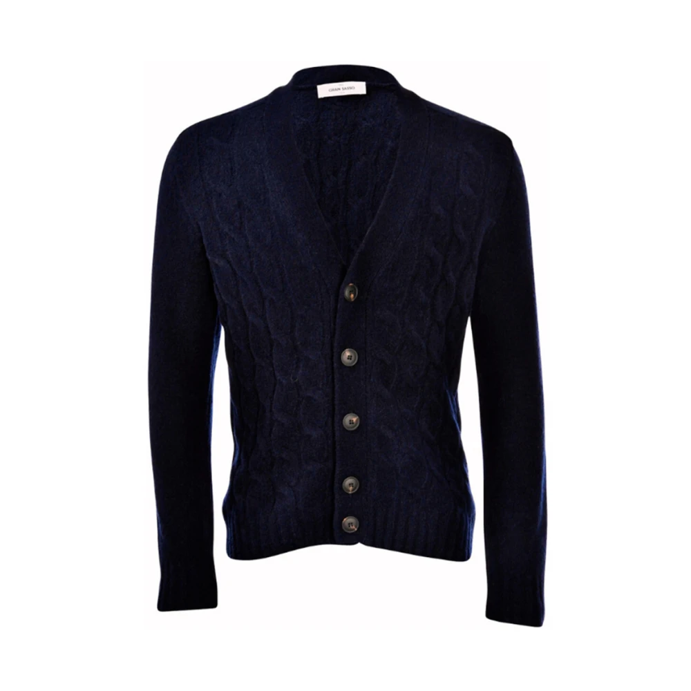 Gran Sasso Bouclé Gebreide Kabelvest (Zwart) Black Heren