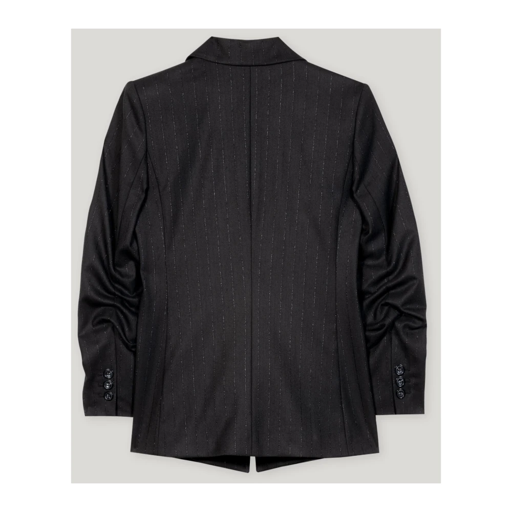 LUISA CERANO Blazer met Pinstripes en Enkele Knoop Black Dames