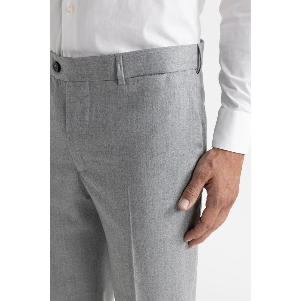 PESERICO Ongevoerde klassieke broek van zuivere nieuwe wol Gray Heren