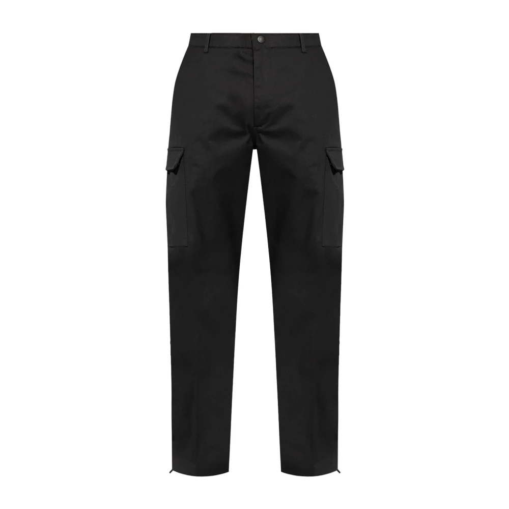 Moncler Zwarte Katoenen Rechte Broek Black Heren