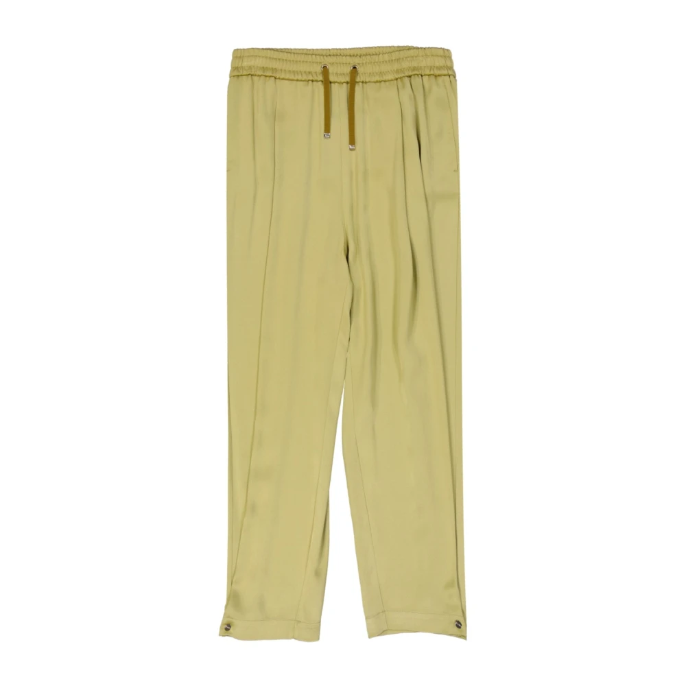 Herno Women's Yellow Cropped Trousers, S, Satin Wide Trousers