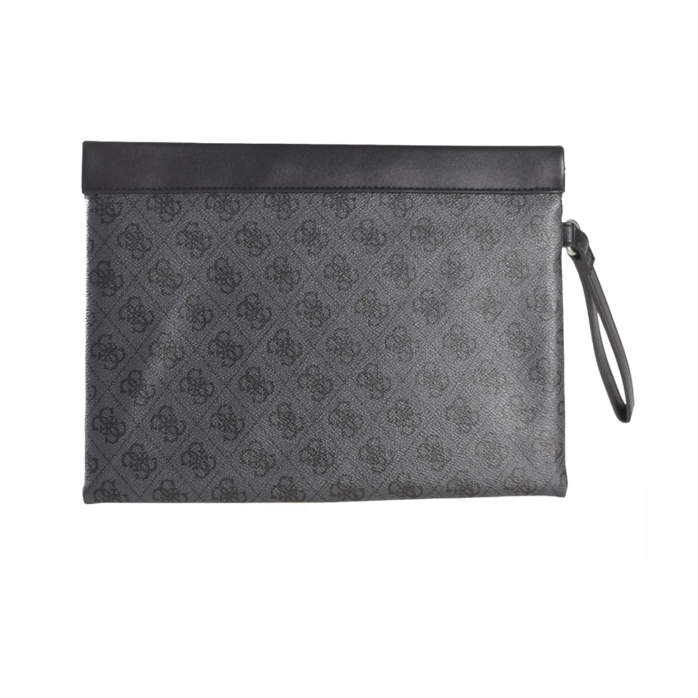 Guess Monogram PU leren clutch Zwart Gray Heren