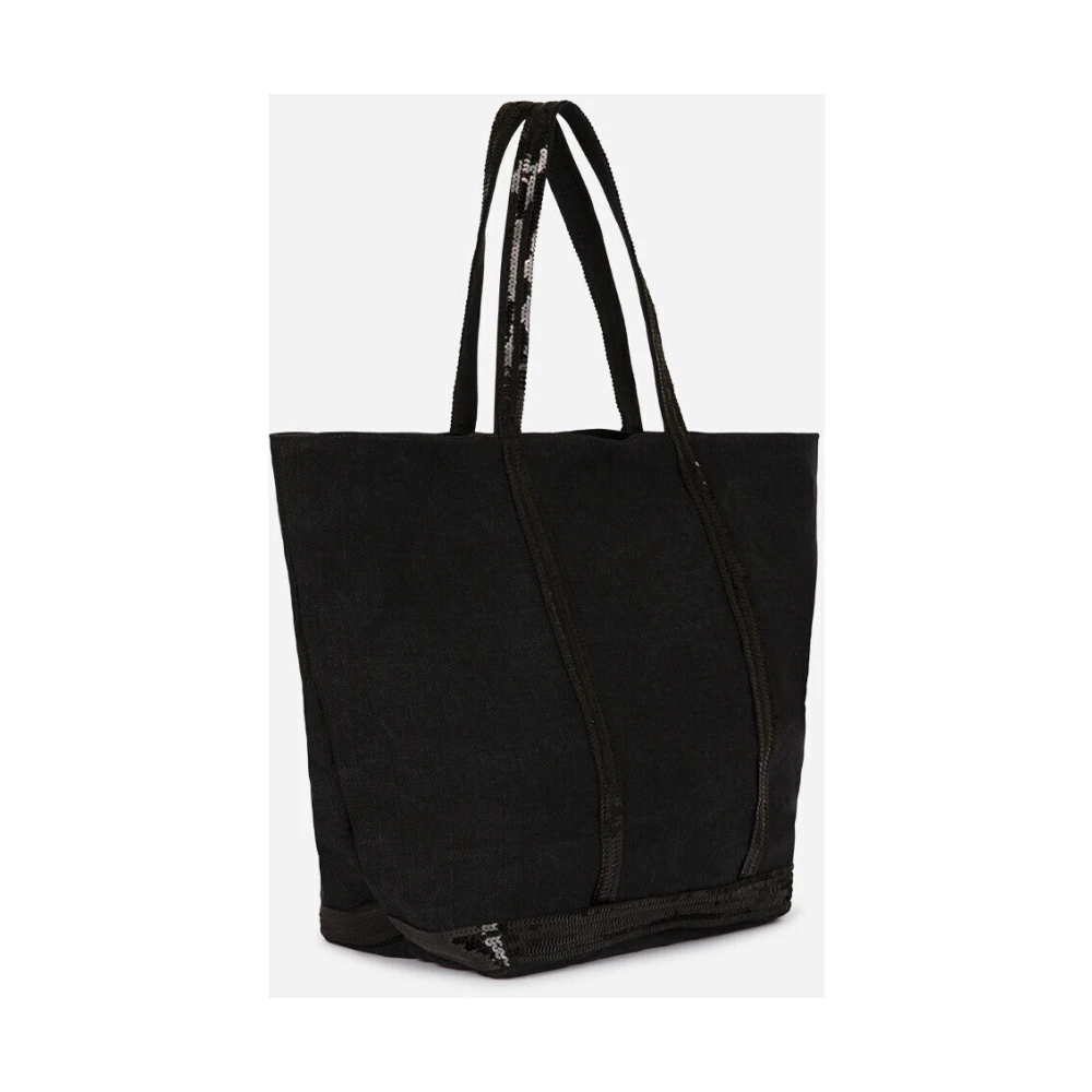 Vanessa Bruno Zwarte Pailletten Linnen Shopper Black Dames
