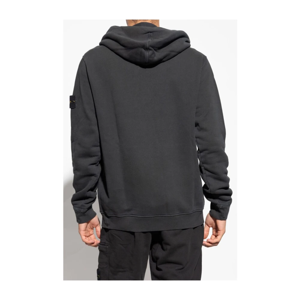 Stone Island Zwarte Hoodie Vervaagd Effect Black Heren