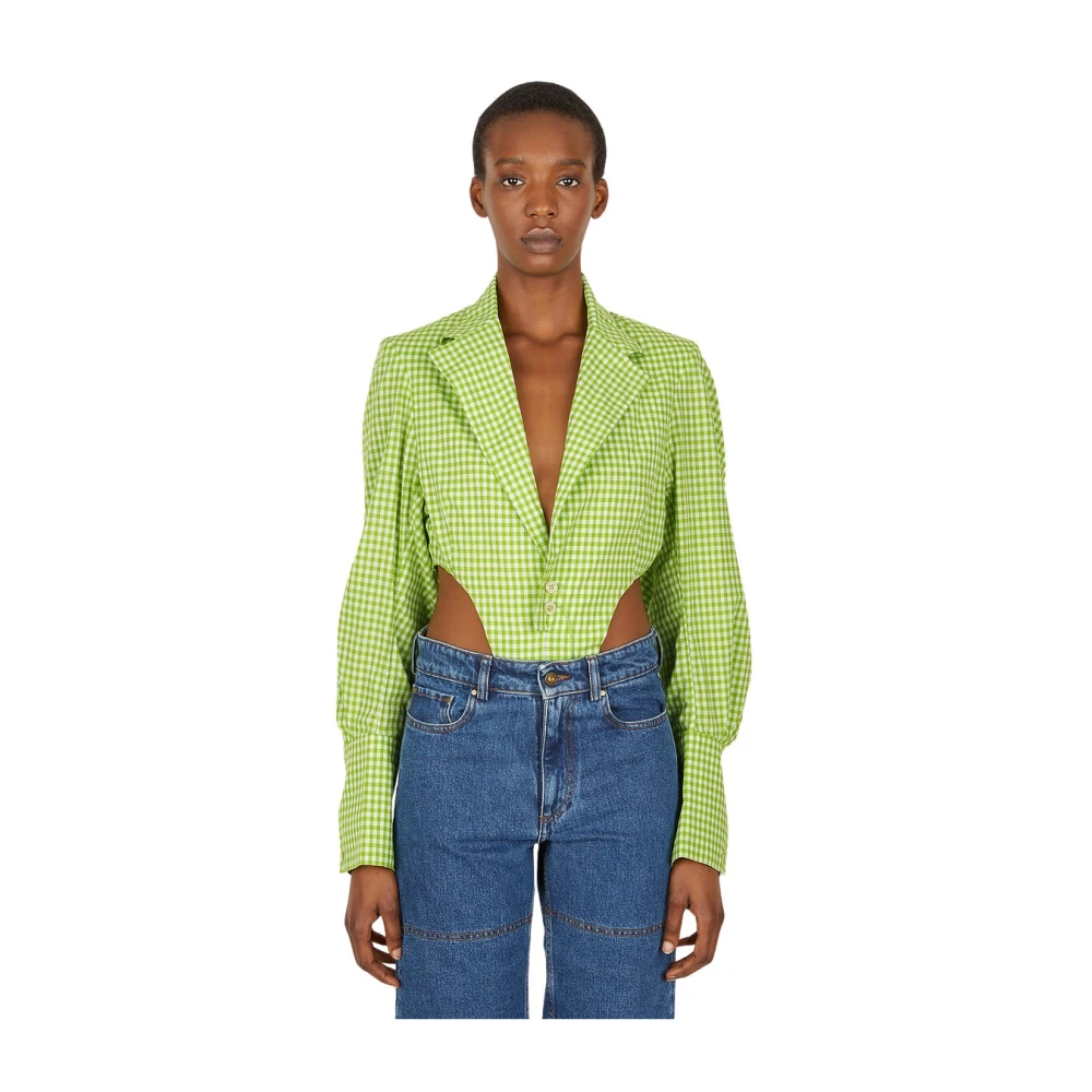 Ninamounah Gingham Bacteria Bodysuit Green Dames