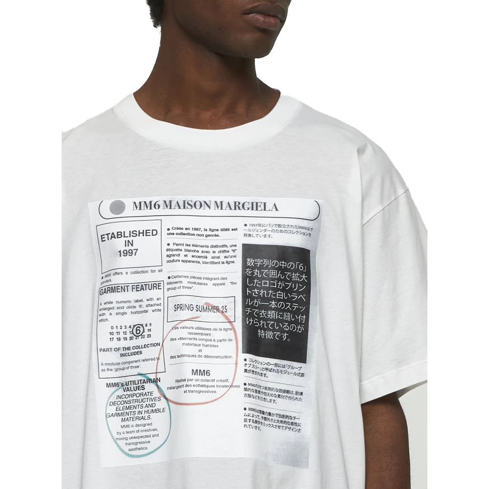 MM6 Maison Margiela Krantenprint Wit Katoenen T-shirt White Heren