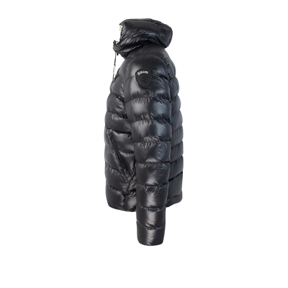 Blauer Zwarte gewatteerde nylonjas Black Heren