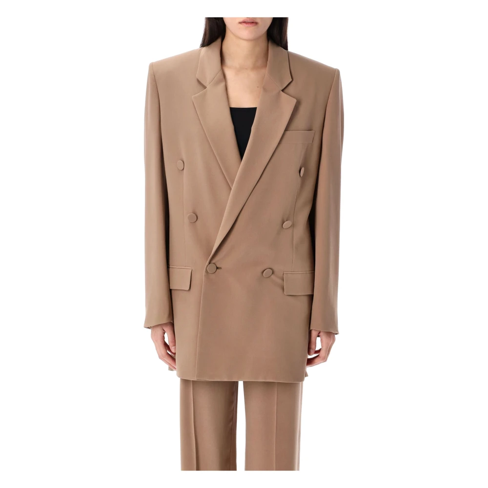 Saint Laurent Silk Crepe Jas Brown Dames