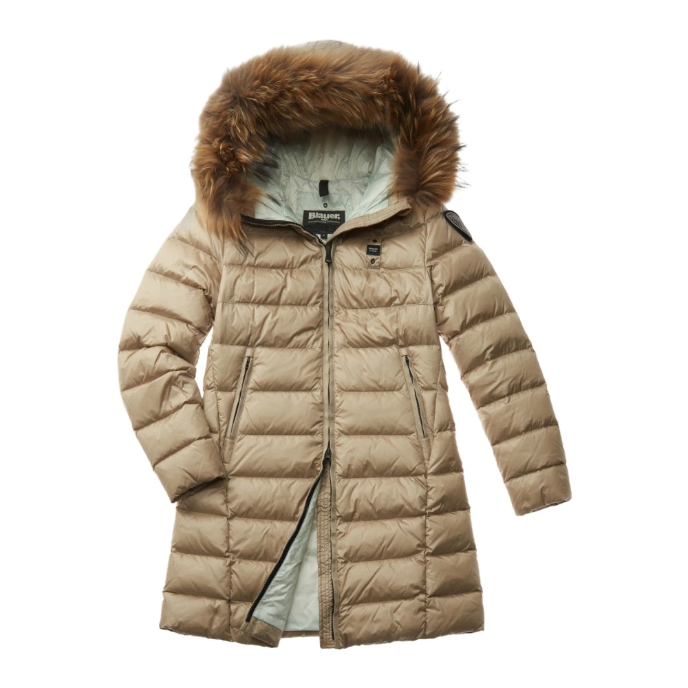 Blauer Waterdichte jas met polyamide samenstelling Beige Dames