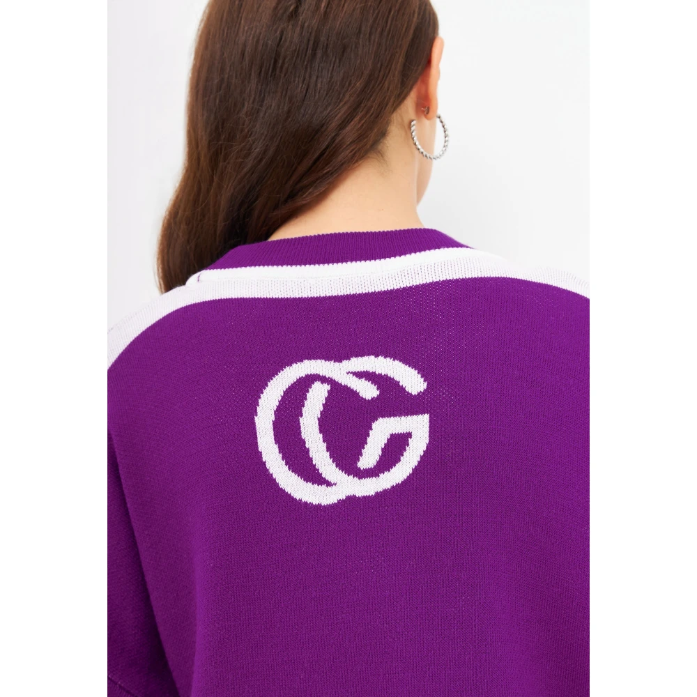 Cesare Gaspari CG Gebreide Jogger set Paars Purple Dames
