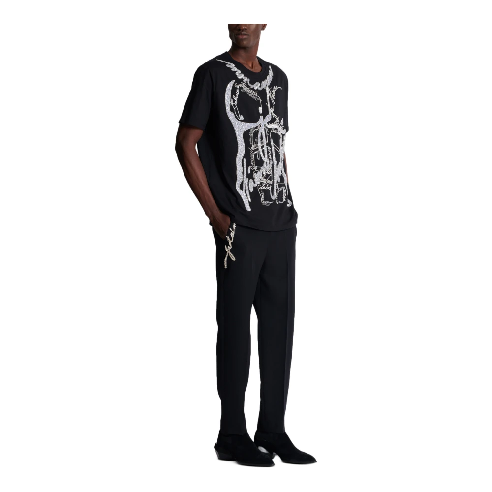 Balmain T-shirt met torso en 'Love Letter' borduurwerk Black Heren