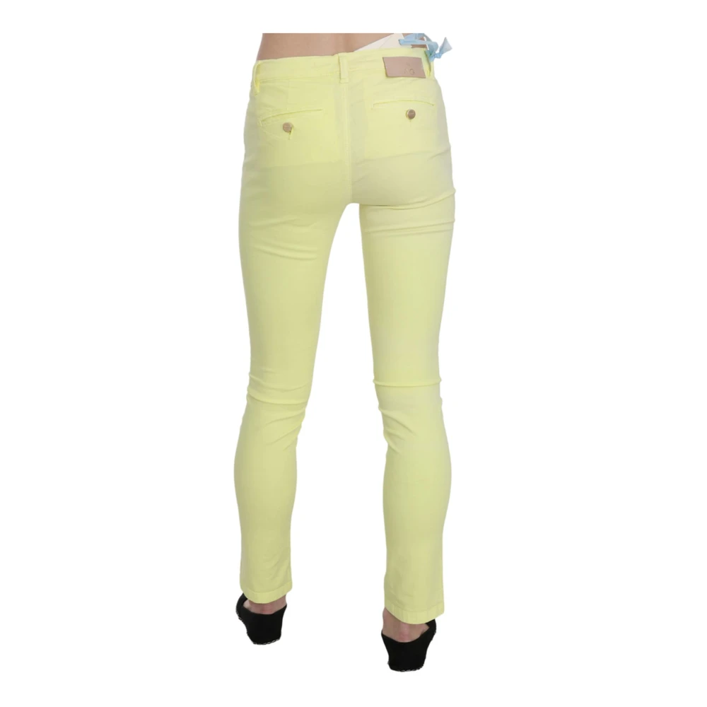 pinko Gele Skinny Broek Logo Details Yellow Dames