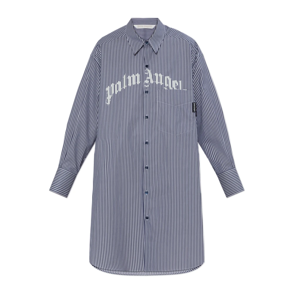 Palm Angels Oversized overhemdjurk Blue Dames