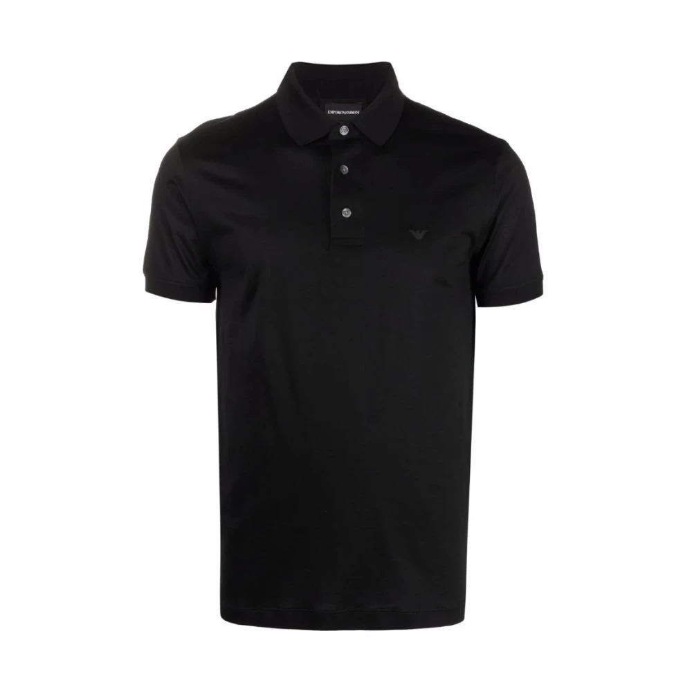 Emporio Armani Zwarte Polo Shirt met Adelaar Logo Black Heren