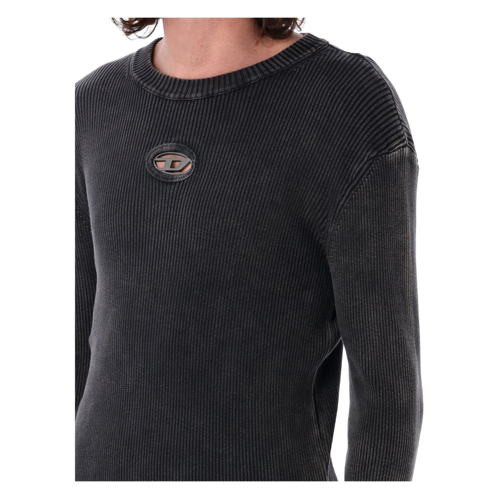 Diesel Zwart Gebreide Kleding Ss25 Ronde Hals Trui Black Heren