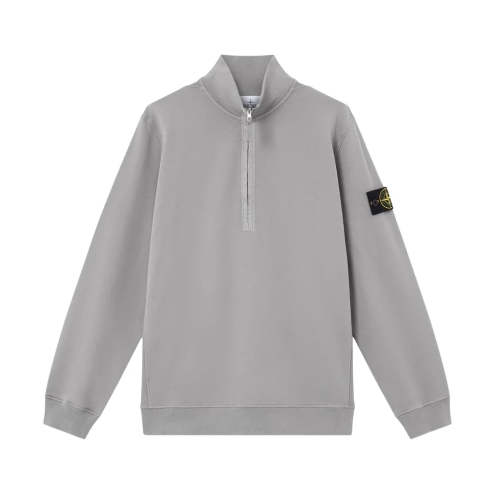 Stone Island , Sweatshirts, Male, Gray, 3XL, Quarter Zip 6100068 Sweatshirt