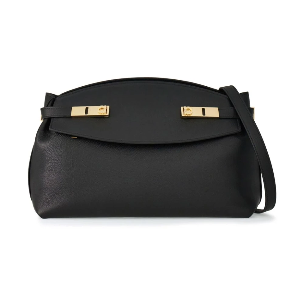 Salvatore Ferragamo Svart Läder Hug Pouch Väska Black, Dam