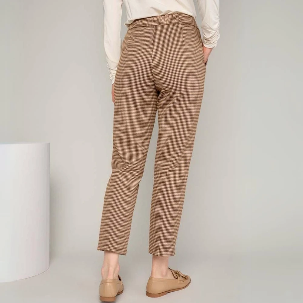 Marie Méro Geruite broek comfortabele pasvorm Brown Dames