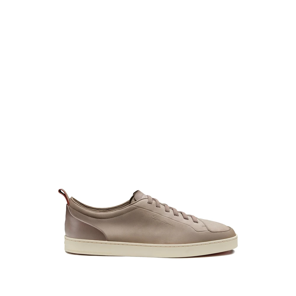 Santoni Men's Beige Suede Calf Leather Sneaker