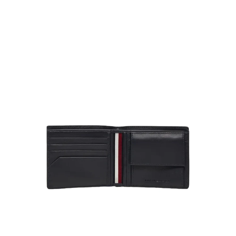 Tommy Hilfiger Zwarte Leren Portemonnee Sportief Casual Black Heren