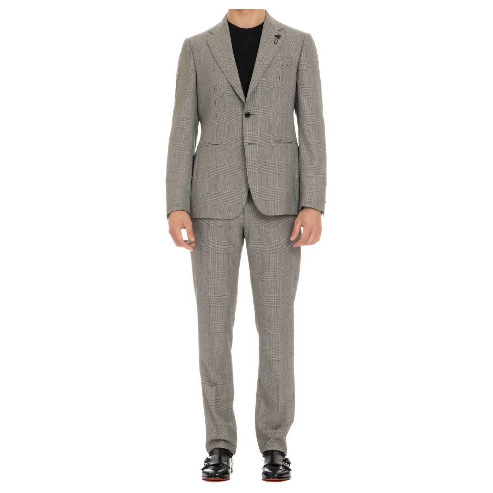 Lardini Grijze Wol Prins van Wales Jurk Gray Heren
