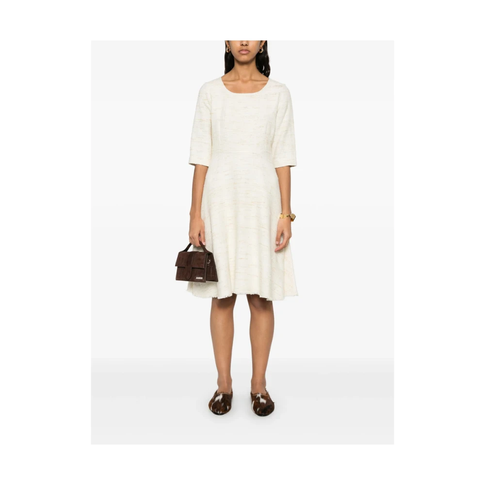 Charlott Beige Zijden Jurk met Ronde Hals Beige Dames