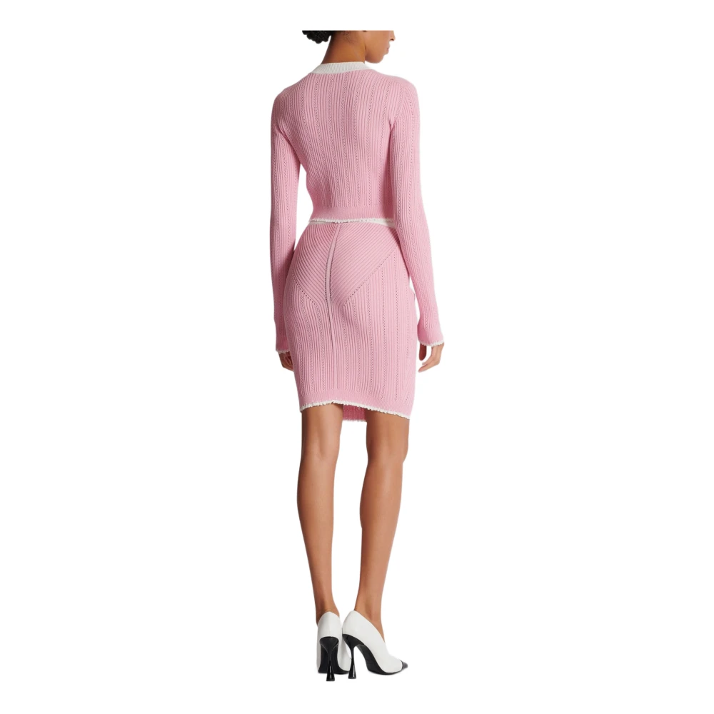 Balmain Gebreide Rok met Knopen Pink Dames