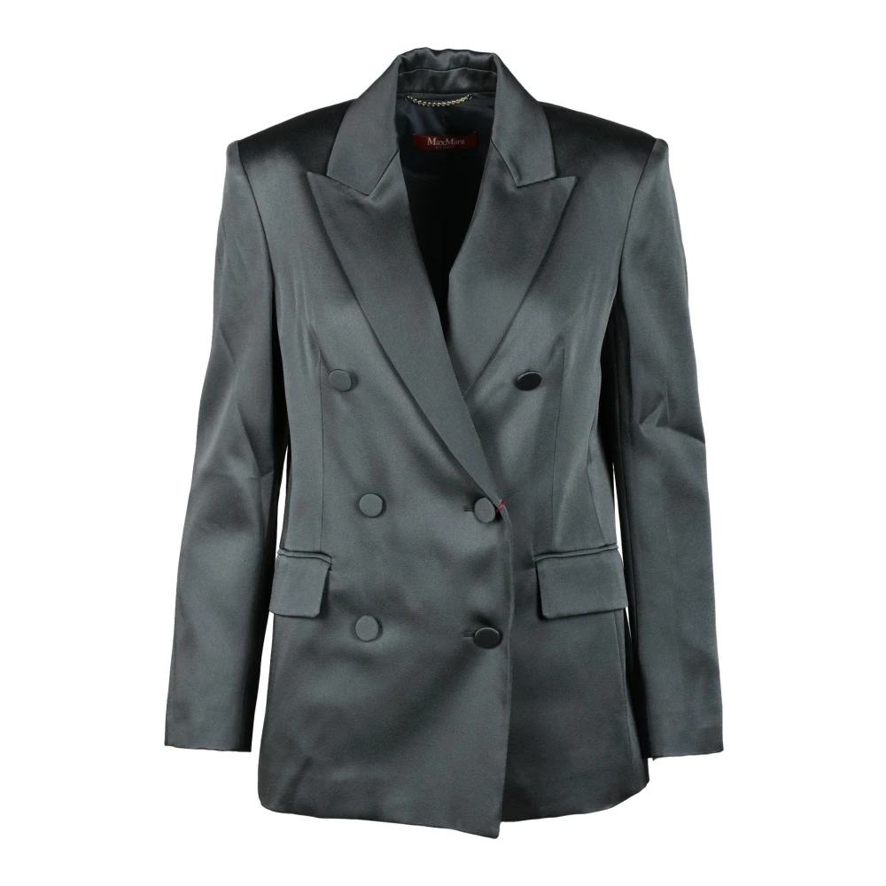 Max Mara Studio Elegante Jas in Acetaat Viscose Mix Gray Dames