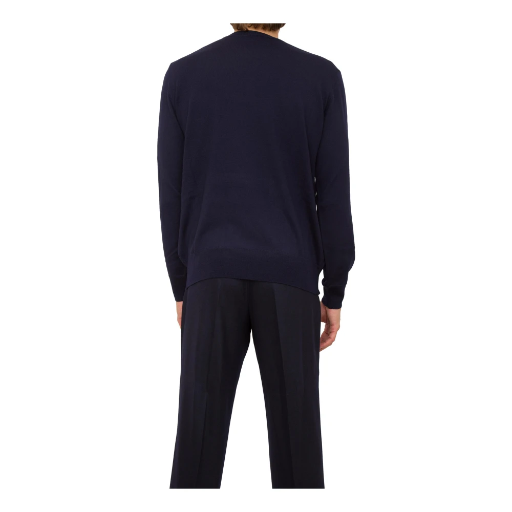 ETRO Blauwe Gebreide Crew Neck Trui Blue Heren