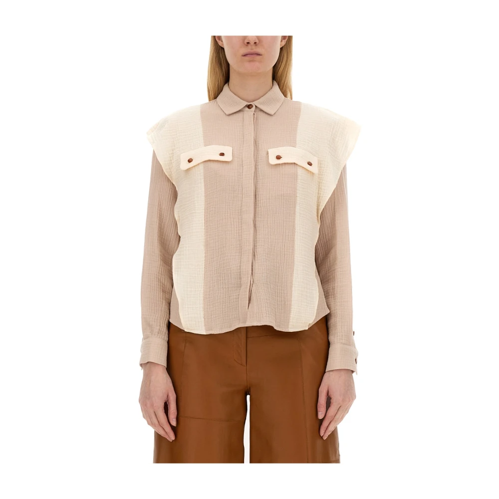 Alysi Katoenen Regular Fit Shirt Gemaakt in Italië Beige Dames