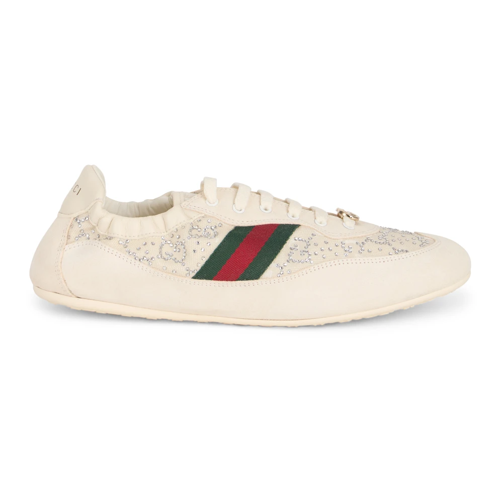 Gucci Women's Beige Sneakers, 7 Uk, Trainers Shift Gg Crystal
