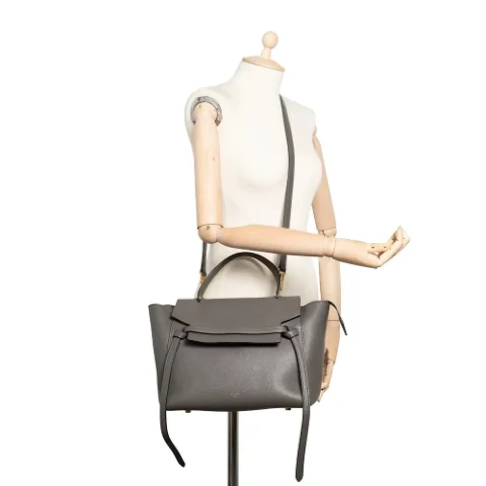Celine Vintage Pre-owned Leather celine-bags Gray Dames