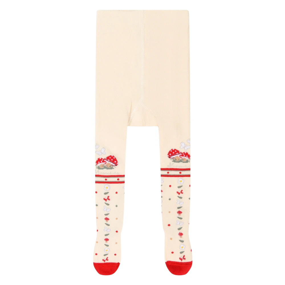 Monnalisa Girls Beige Kids Socks, 18 M, Jacquard Tights