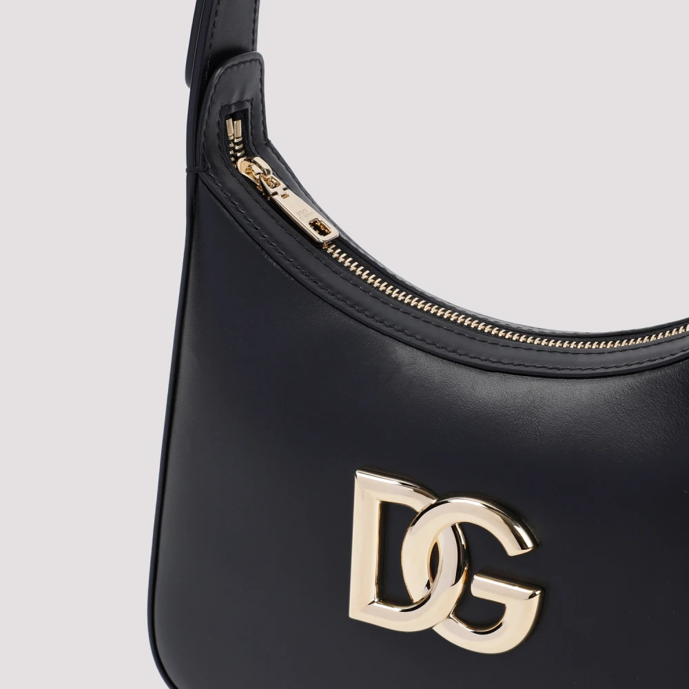 Dolce & Gabbana Zwarte Leren Handtas met DG Logo Black Dames