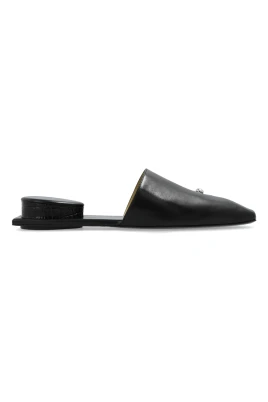 Pierced Leather Flat Mules