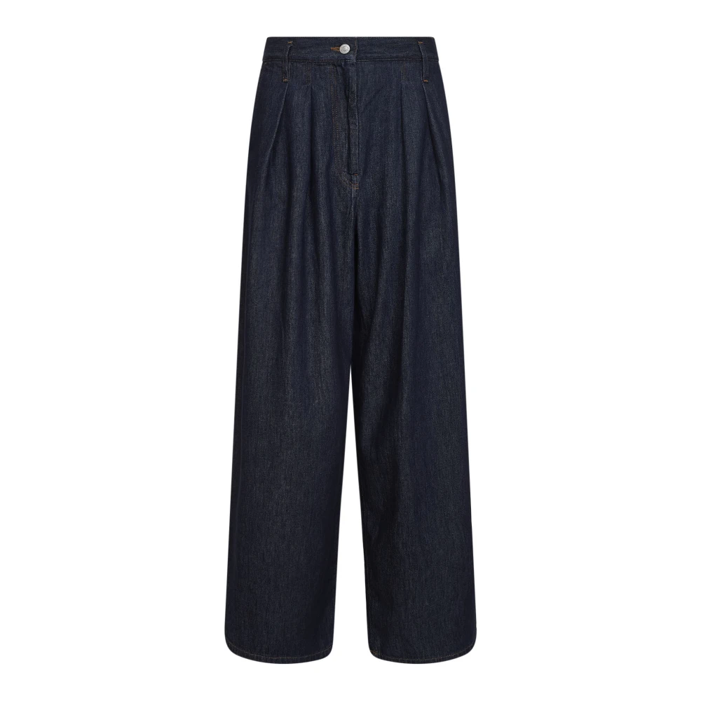 Dries Van Noten Women's Blue Wide Trousers, Xs, Wide-Leg Pleated Jeans