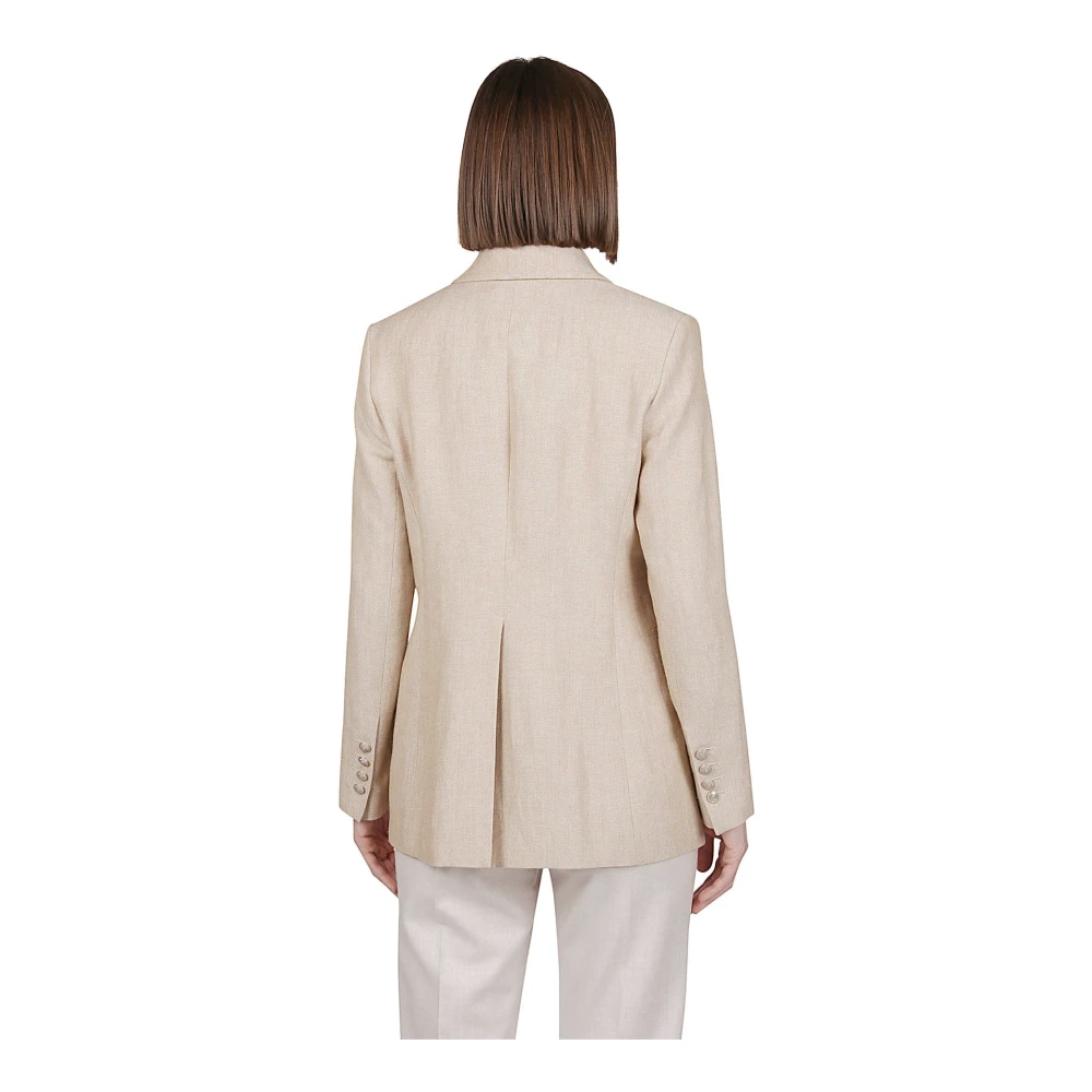 Eleventy Dubbelborstig Linnen Wol Jas Beige Dames