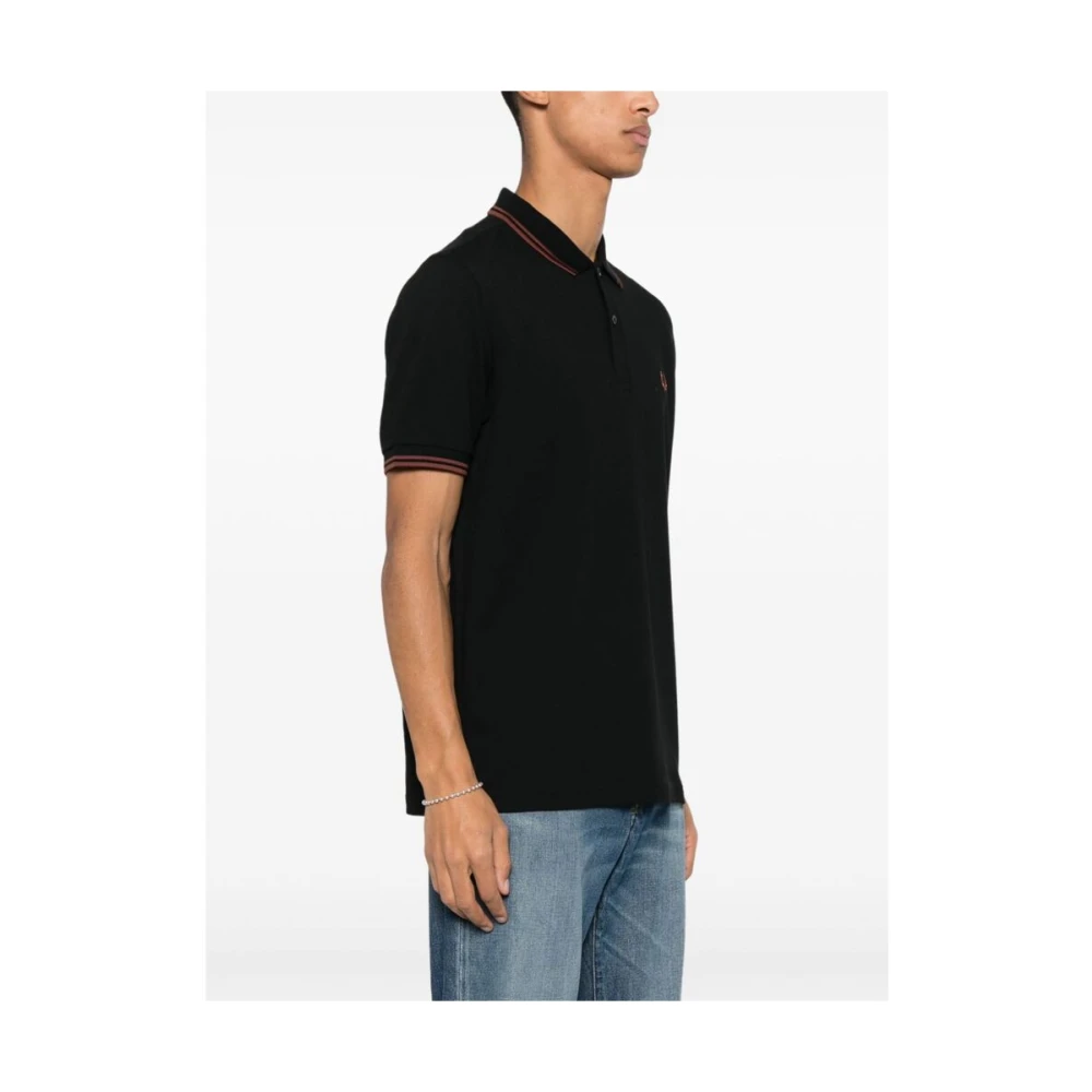 Fred Perry Zwarte Katoenen Polotrui met Geborduurd Logo Black Heren